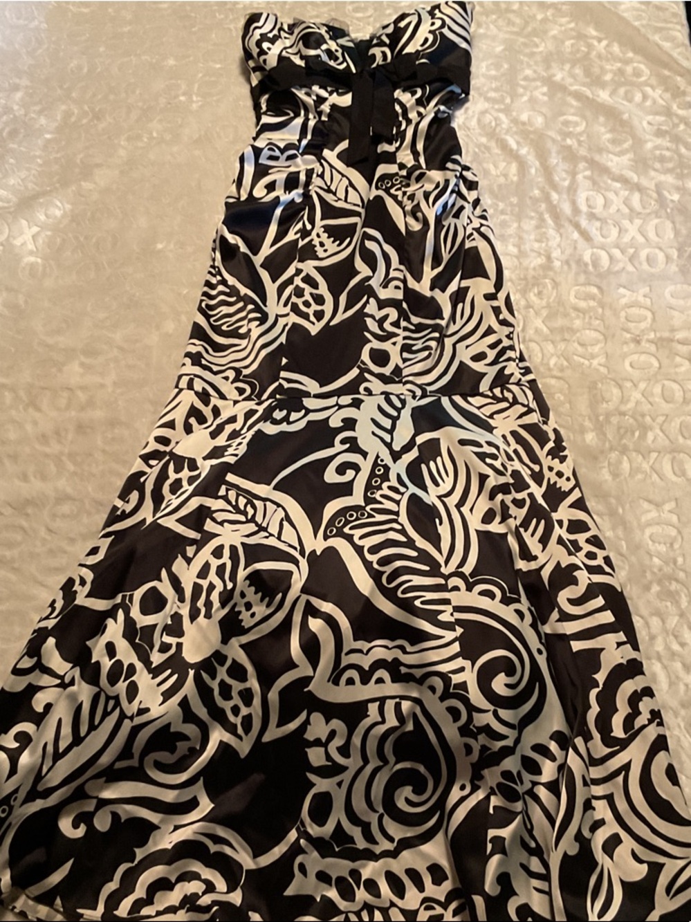 Xscape Black and White Strapless Maxi Dress